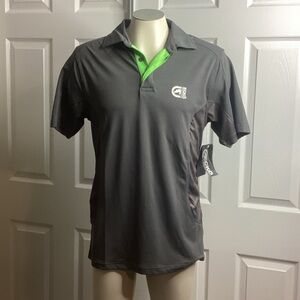 Echo Function Gray & Green Polo Shirt New S